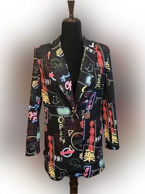 SHEIN Tokyo Graphic Black Neon Blazer size XS